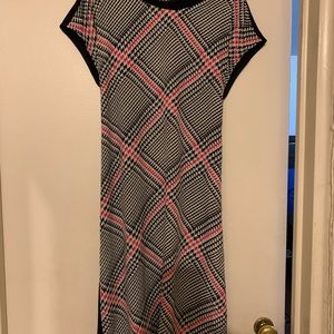 DKNY BELTED PRINT SHEATH DRESS, SIZE 8